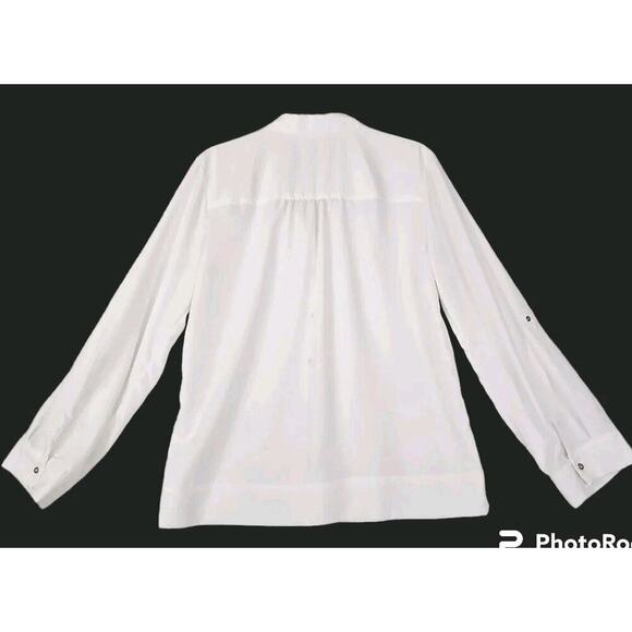 Chico's ~Woman Size 1 (US M)~ White Long Sleeve Snap-Up Shirt Top Blouse. - Picture 3 of 11
